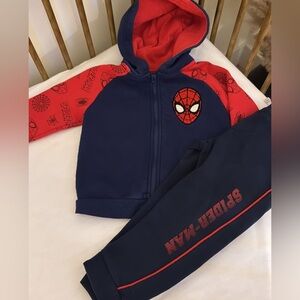 Y2K vintage Spider-Man 2 piece set sweats and zip up hoodie 2T